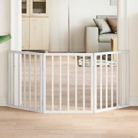 Dog Gate Foldable 3 Panels White 59.1 " Poplar Wood