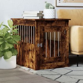 Dog Crate Furniture Smoked Oak Engineered Wood, Steel Medium
