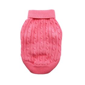 Combed Cotton Cable Knit Dog Sweater (Color: Candy Pink, size: 2X-Large)