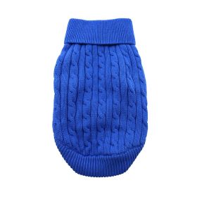 Combed Cotton Cable Knit Dog Sweater (Color: Riverside Blue, size: 3X-Large)