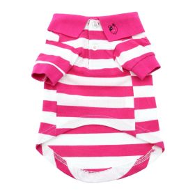 Striped Dog Polo (Color: Pink Yarrow and White, size: 3X-Large)