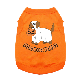 Trick or Treat Pup Dog Shirt (Color: Sunset Orange, size: 2X-Large)
