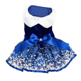 Holiday Dog Harness Dress (Color: Snowflakes, size: X-Small)