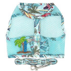 Cool Mesh Dog Harness with Leash (Color: Surfboards and Palms, size: small)
