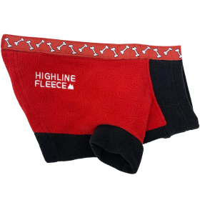 Highline Fleece Dog Coat (Color: Red and Black with Rolling Bones, size: Size 10)