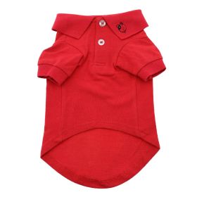 Solid Dog Polo (Color: Flame Scarlet Red, size: small)