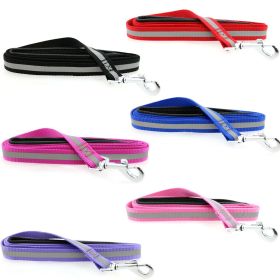 Reflective Nylon Leash with Soft Grip Handle (Color: Cobalt Blue, size: 3/4 in. Wide x 5 ft. Long)